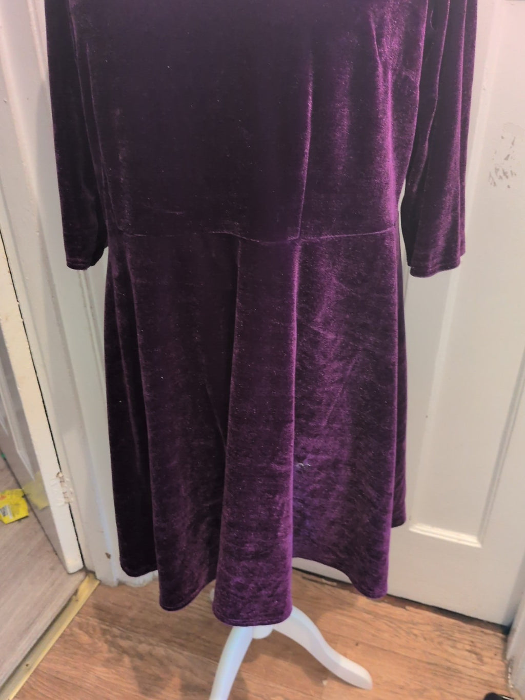 Marks And Spencer 18 Purple Velvet Style Half Sleeve Dress