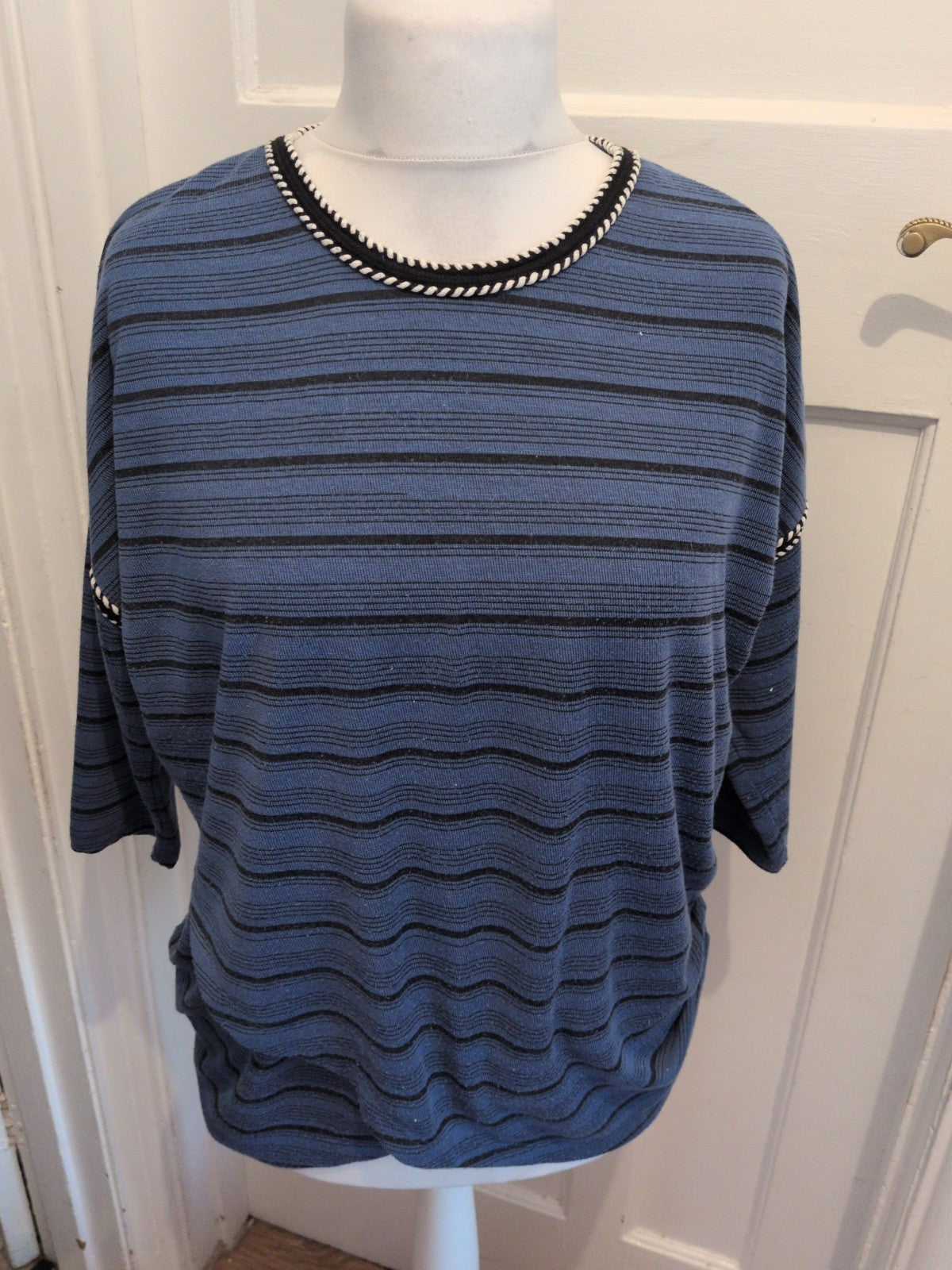 Tu 16 Blue And Black Half Sleeve Pullover Jumper