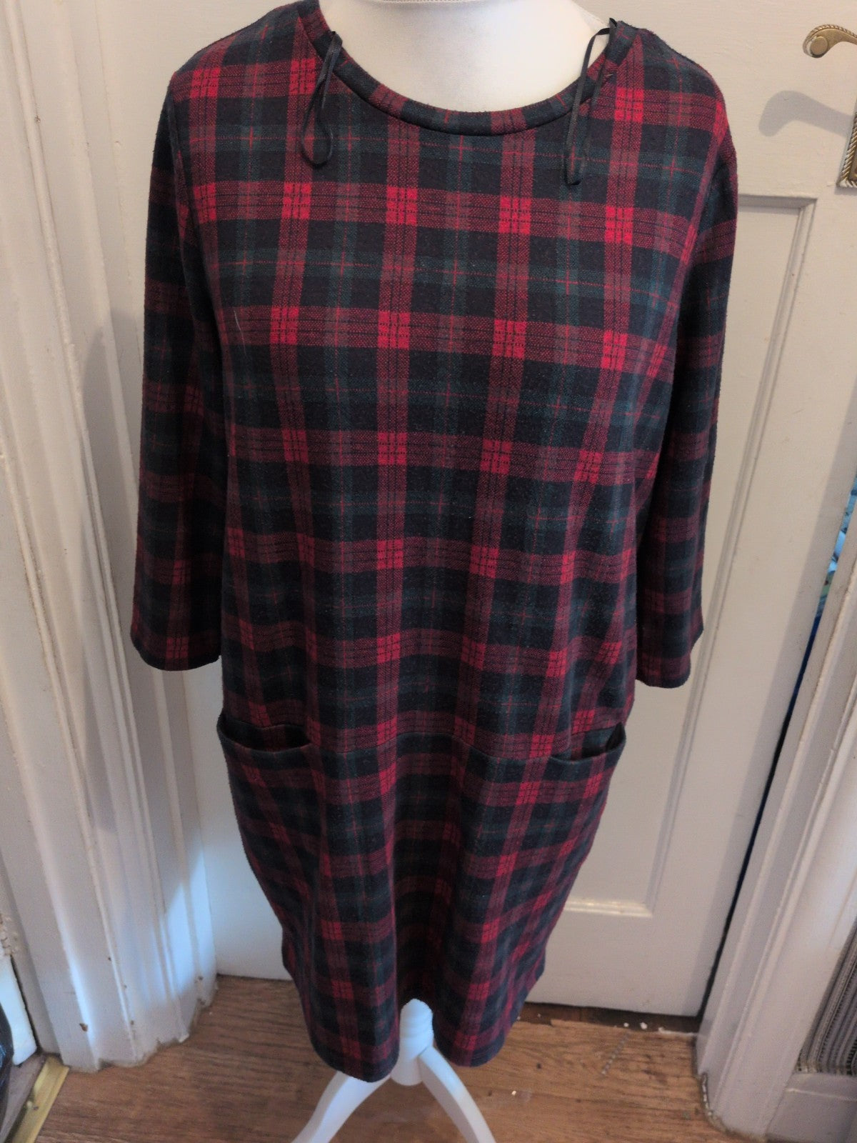 Ladies Tu Size 16 Tartan Check Long Sleeve Dress