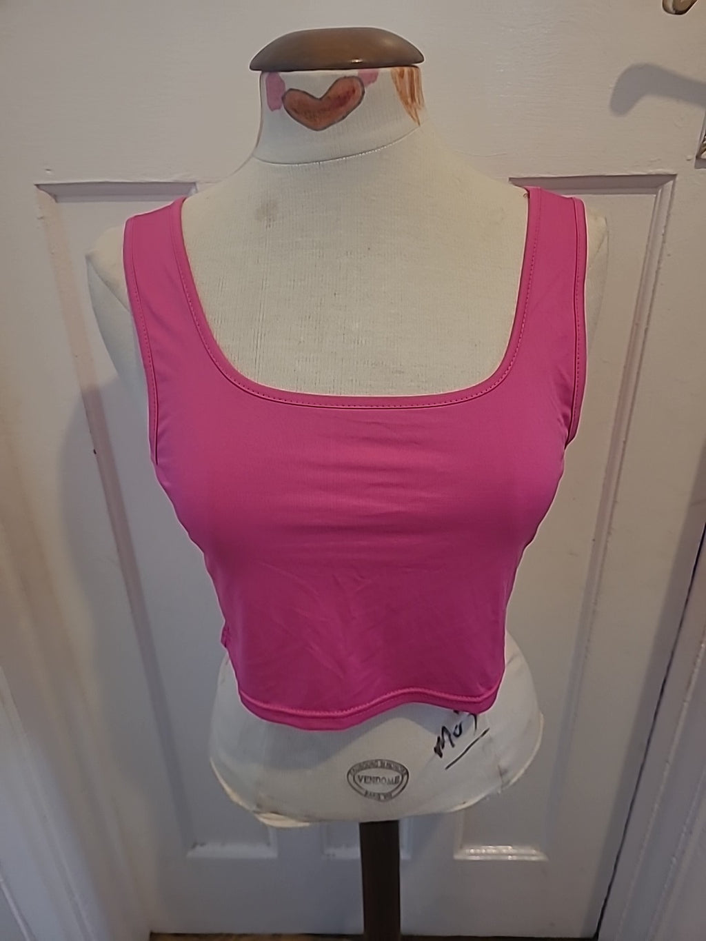 Ladies Size Large Hot Pink Sleeveless Crop Top