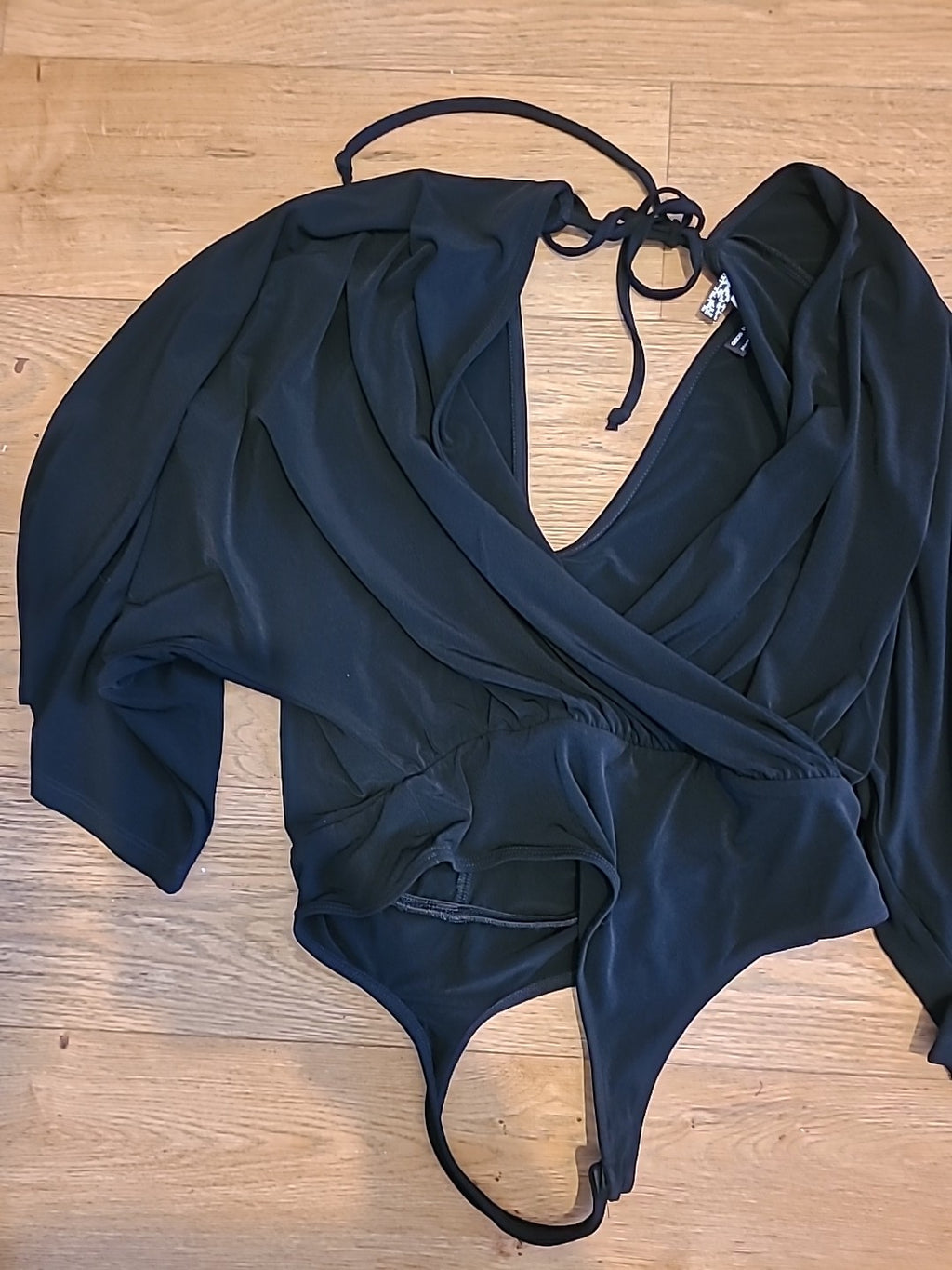 Ladies Asos Size 12 Black Thong Bodysuit
