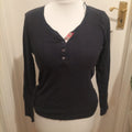 Ladies Matalan Size 6 Black/Dark Navy Long Sleeved Pyjama Top