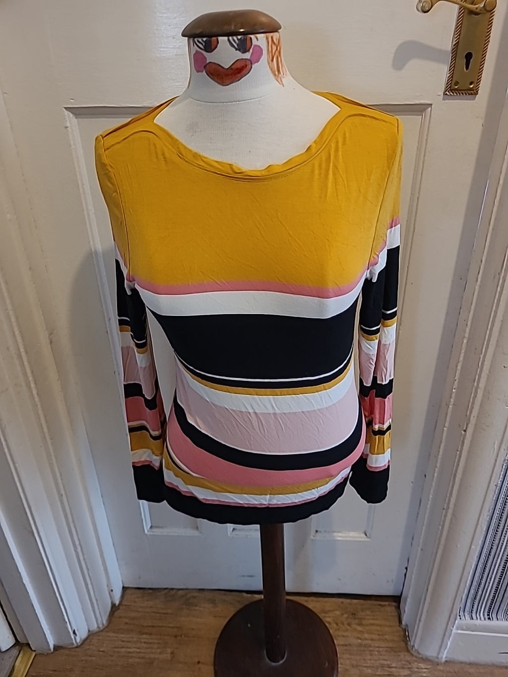 Ladies oasis size medium multi coloured striped long sleeved tshirt
