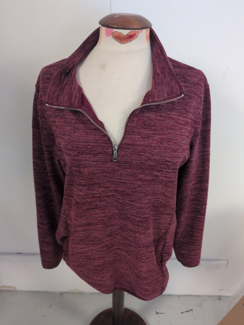 Large Burgundy Fleck Long Sleeve Jumper Collared