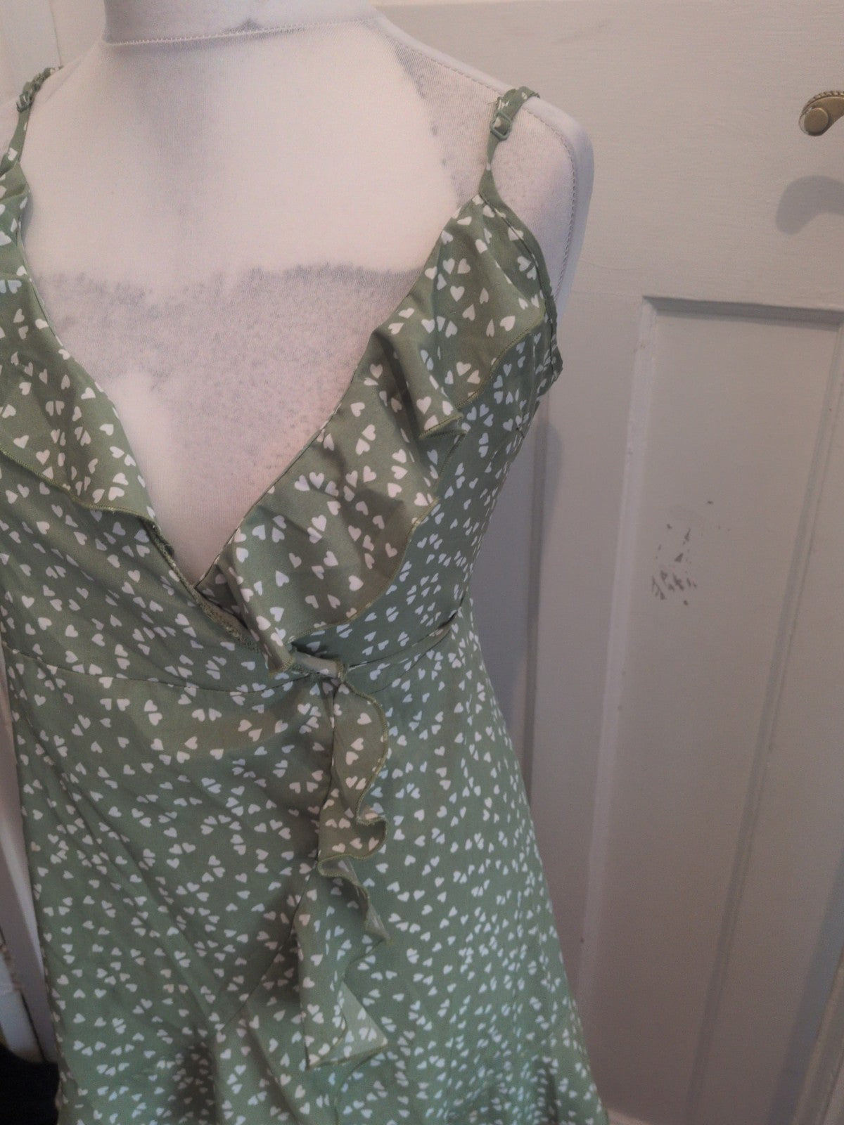 Shein Medium Green And White Love heart Sleeveless Top