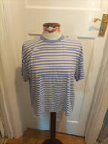 Ladies George Size 12 Purple And White Striped Short Sleeved Box Tee