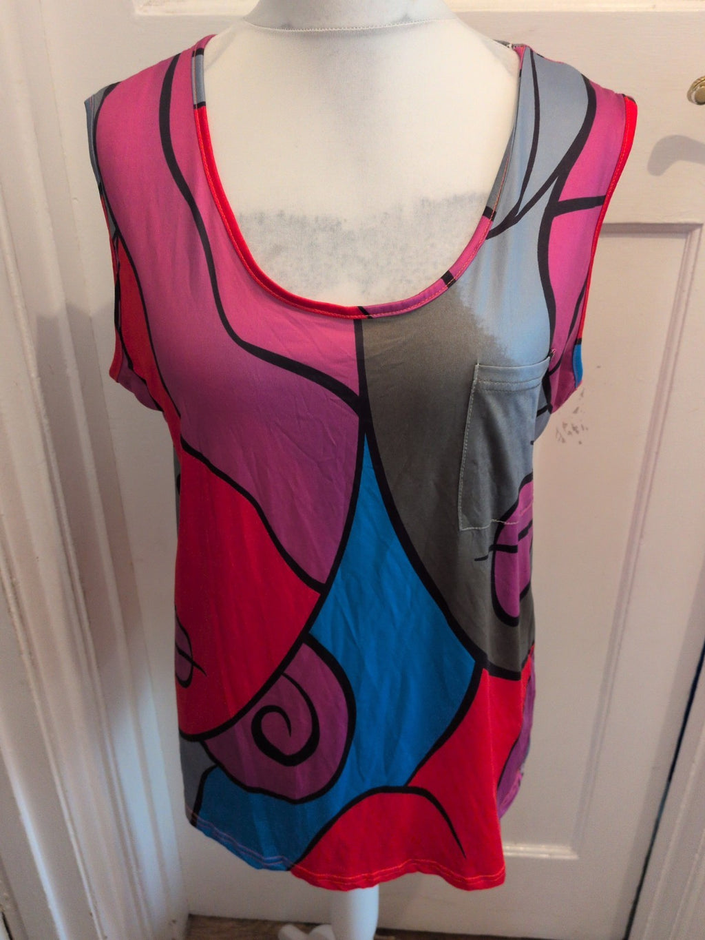 4XL Multicoloured Sleeveless Blouse Top
