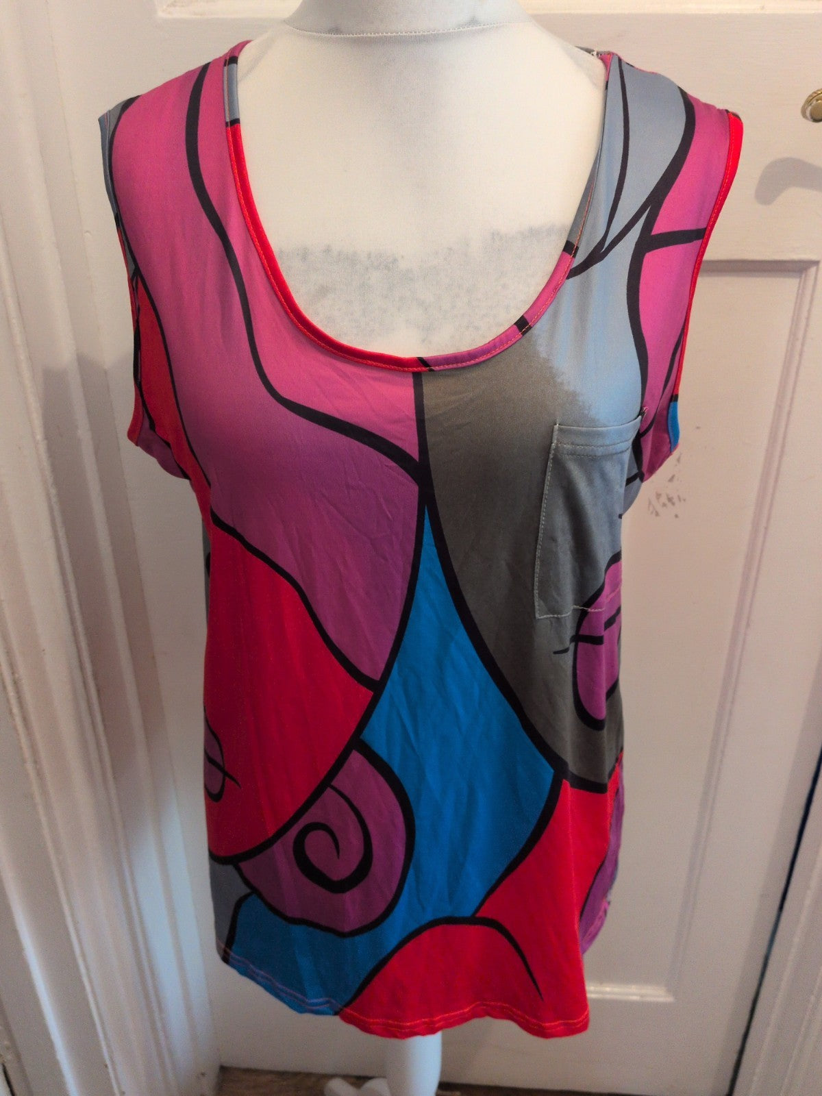 4XL Multicoloured Sleeveless Blouse Top