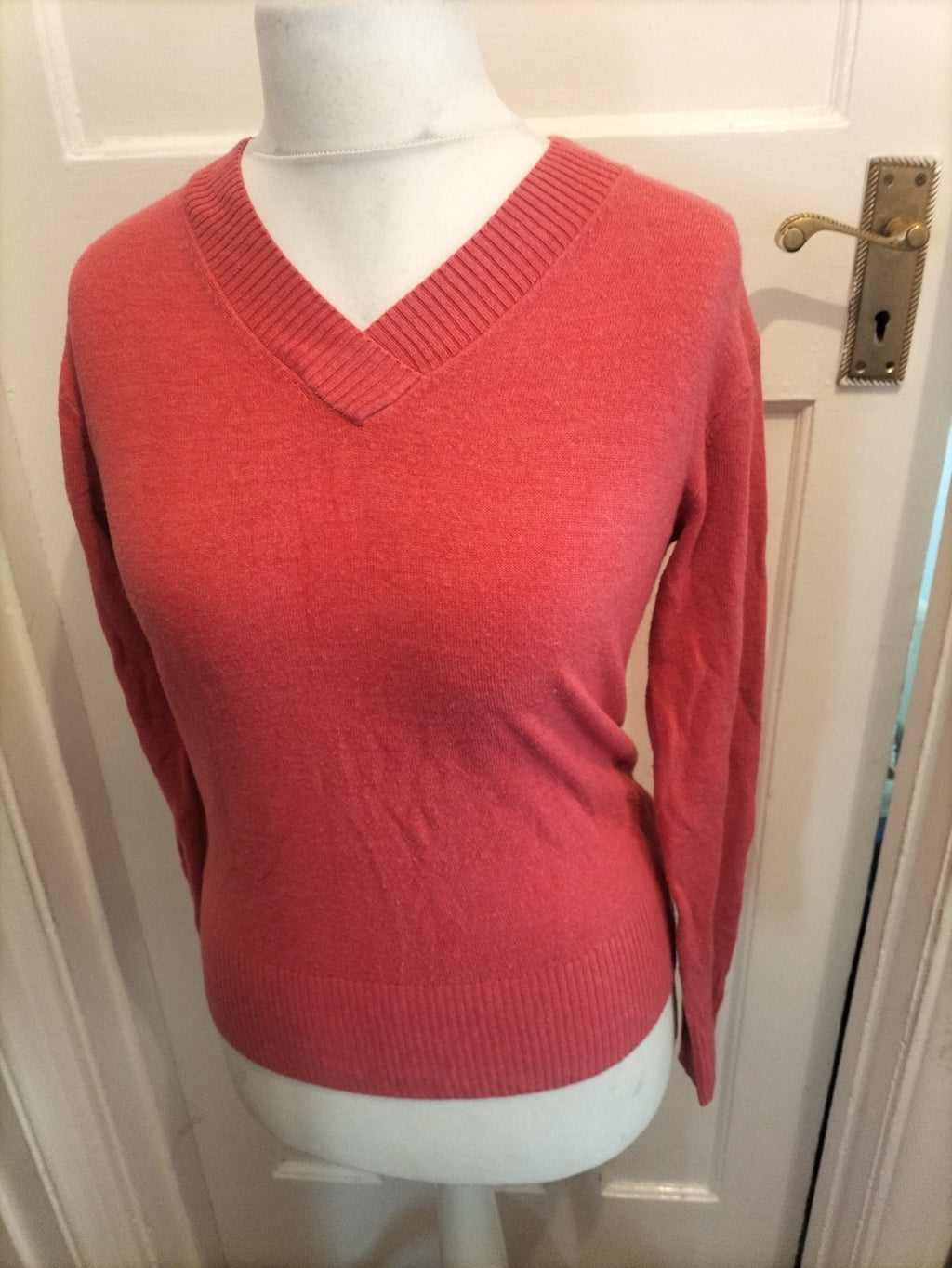 Ladies M&S Collection Size 10 Pink V Neck Jumper Pullover