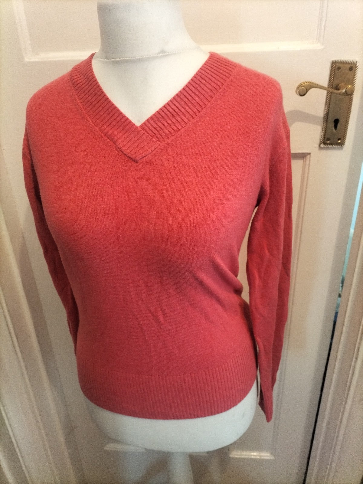 Ladies M&S Collection Size 10 Pink V Neck Jumper Pullover