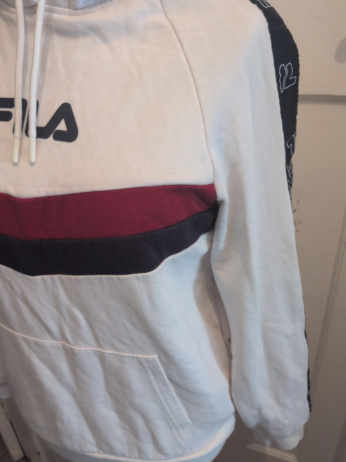 Fila Medium Navy And White Pullover Hoodie