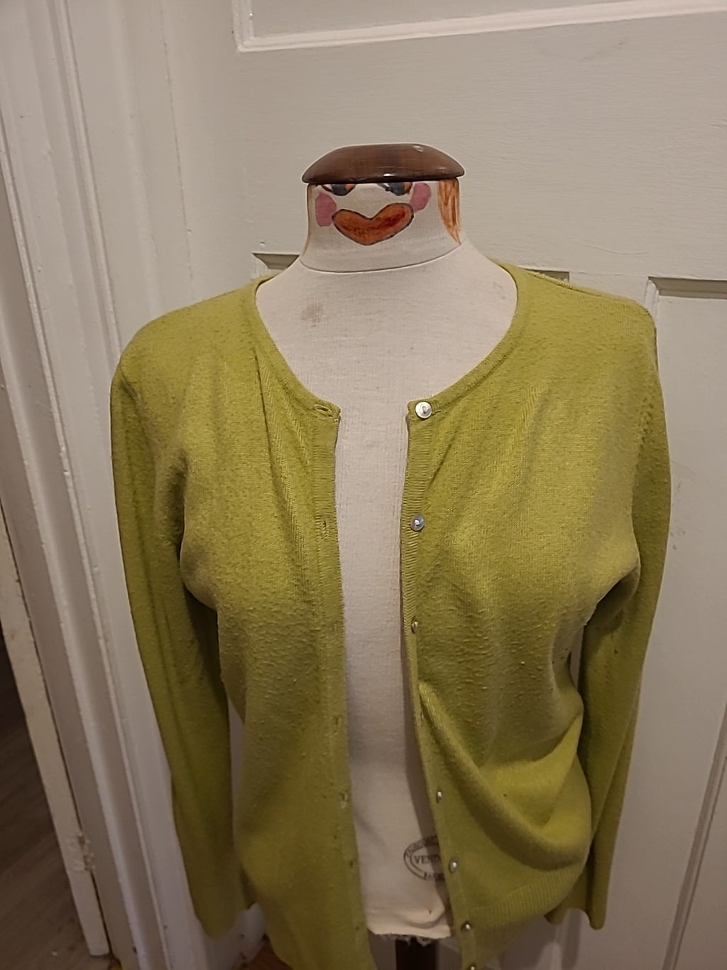 Ladies Size Large Green Long Sleeved Cardigan