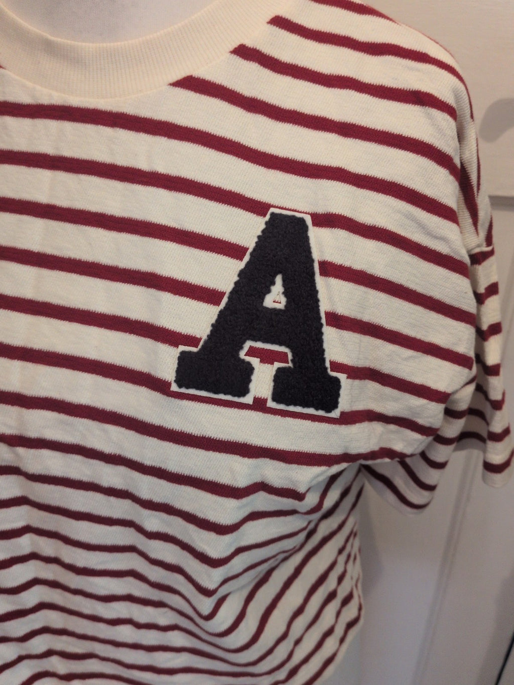 River Island 10 Relaxed Red White Stripe T-shirt Short Sleeve