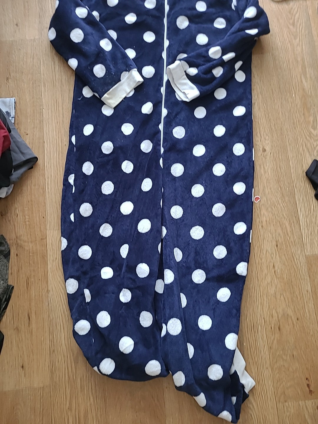 Ladies Classic 18-20 Navy And White Spotted All In One Fluffy