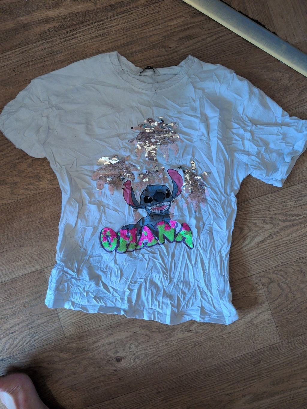 George 10-11 Years White Sequin Short Sleeve Stitch T-shirt