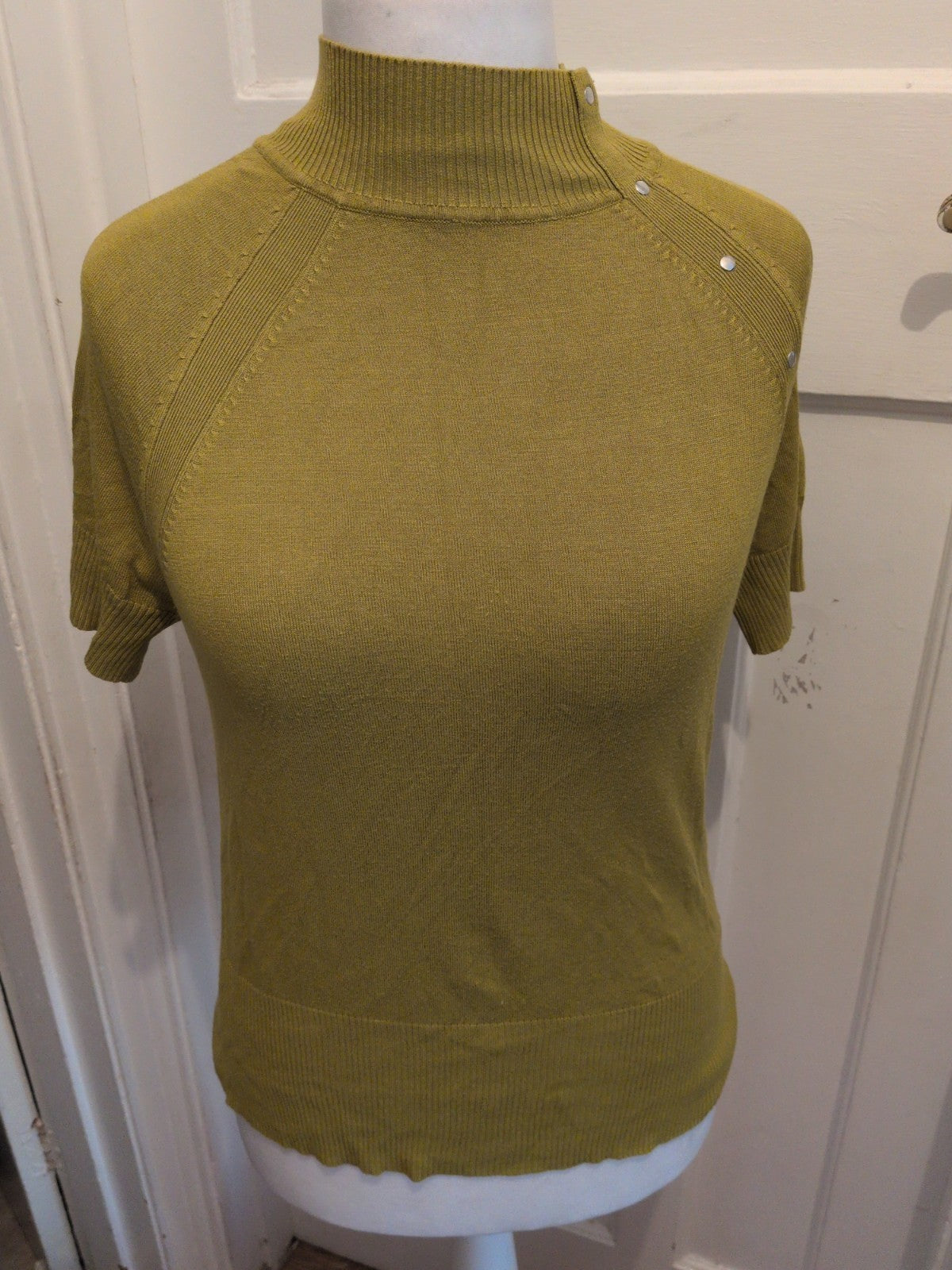 Wallis 12 Petite Khaki Short Sleeve High Neck Jumper