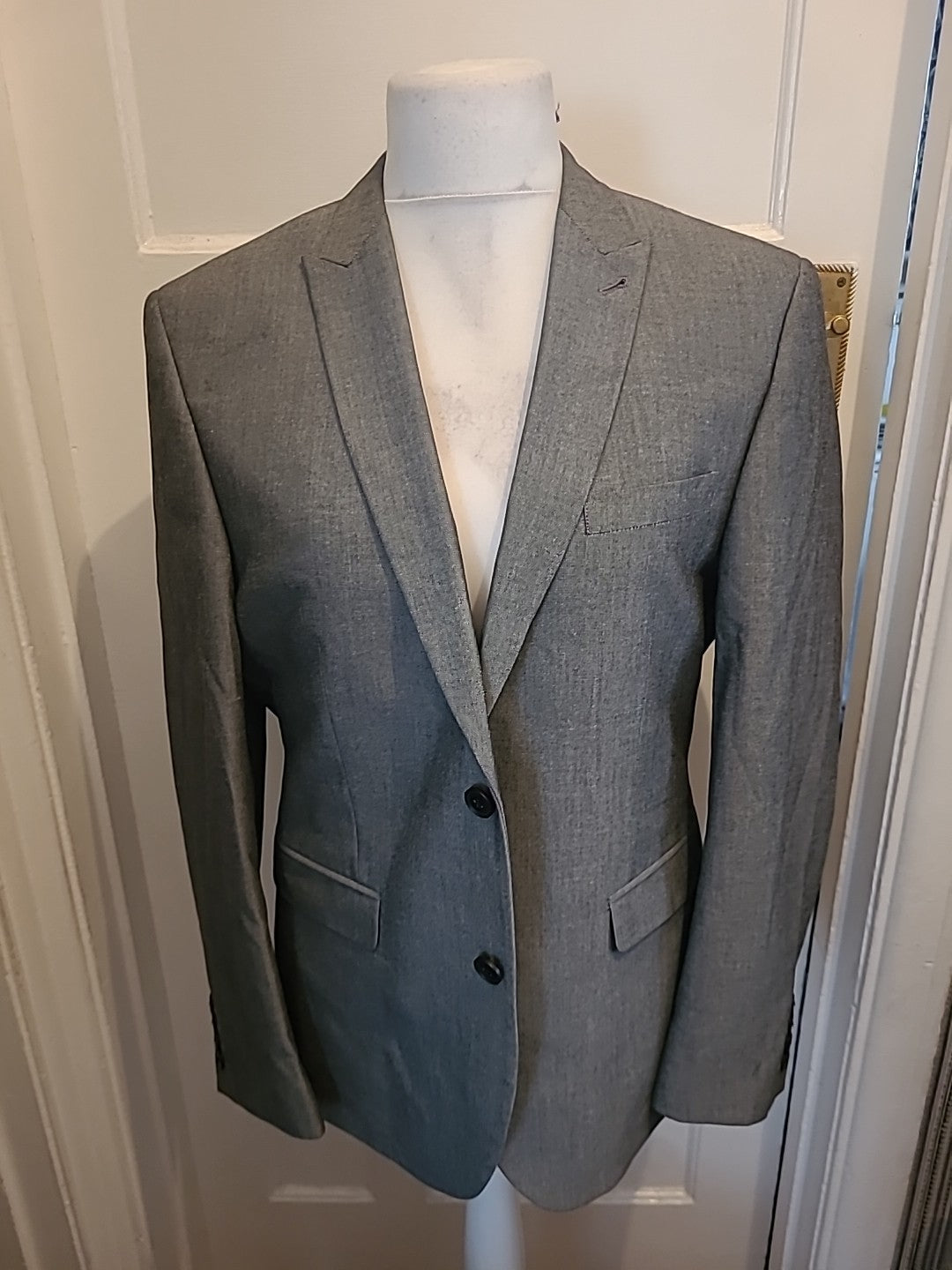 Mens Next Size 42 Short Grey Padded Lined Suit Jacket