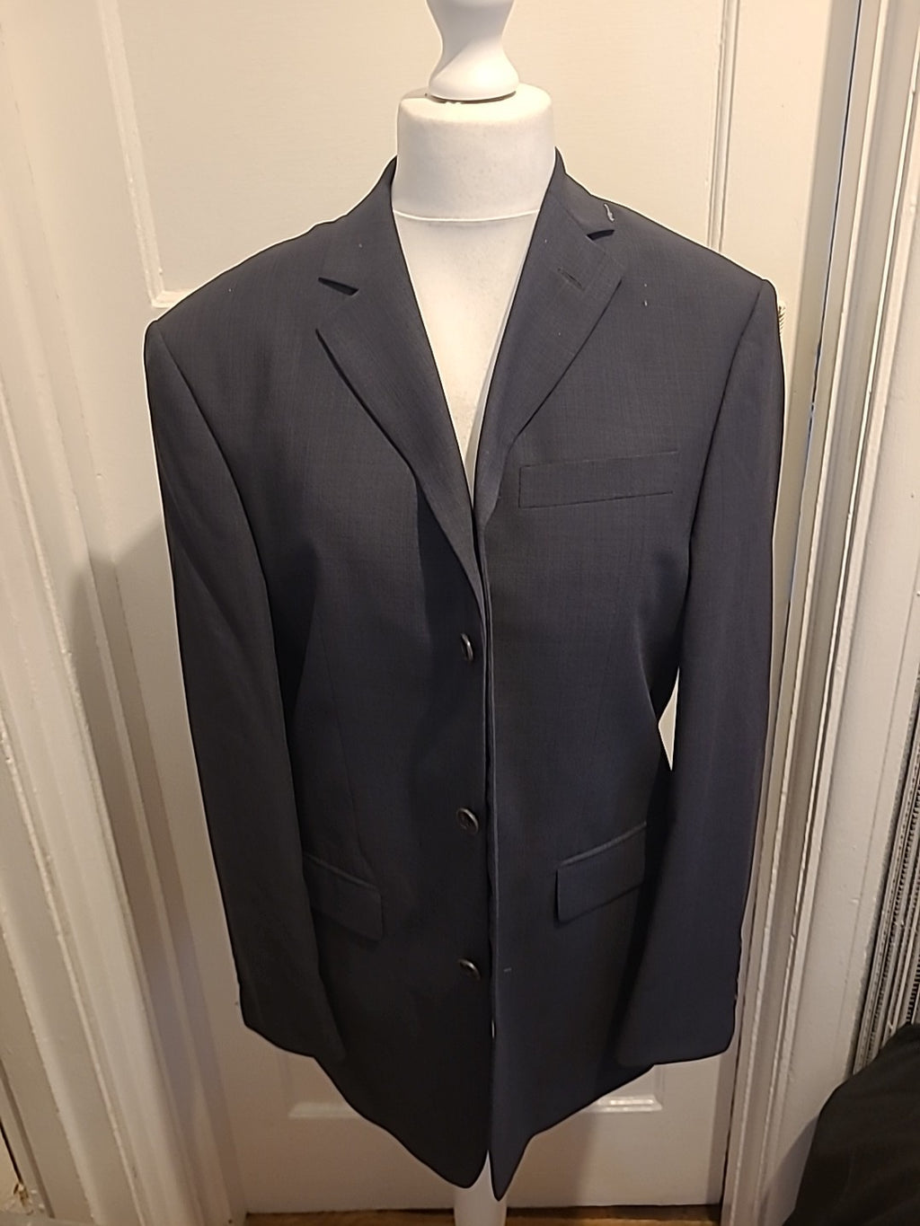 Mens Marks And Spencer Size 40 Medium Grey Padded Long Sleeve Blazer