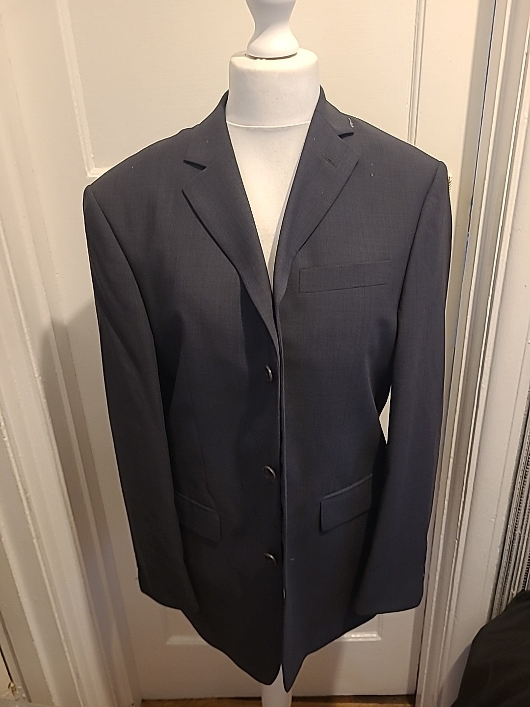 Mens Marks And Spencer Size 40 Medium Grey Padded Long Sleeve Blazer