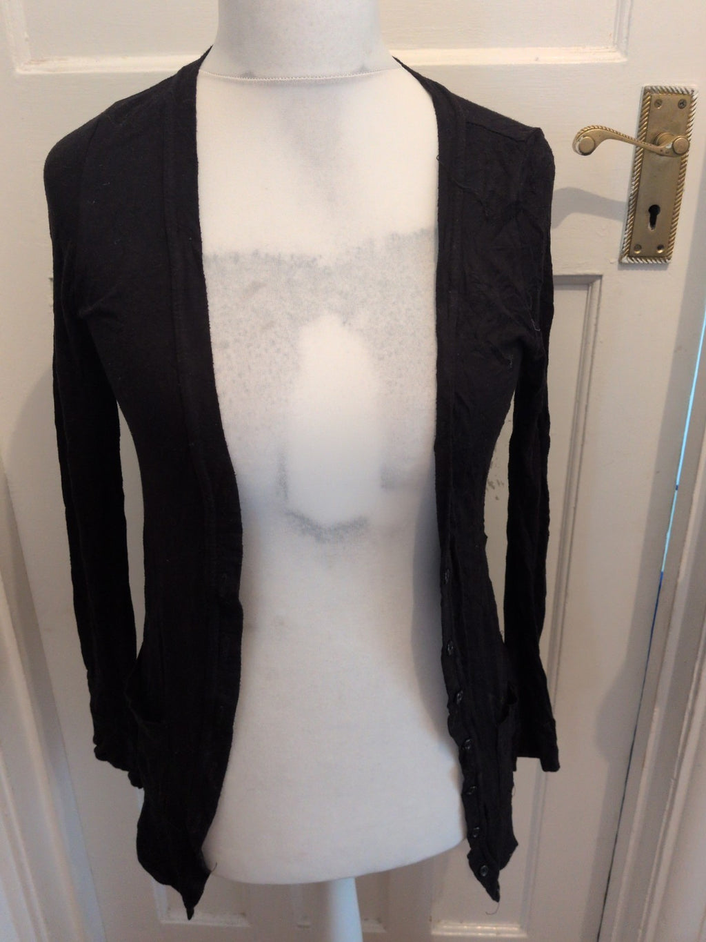 New Look 8 Black Open Blouse Long Sleeve