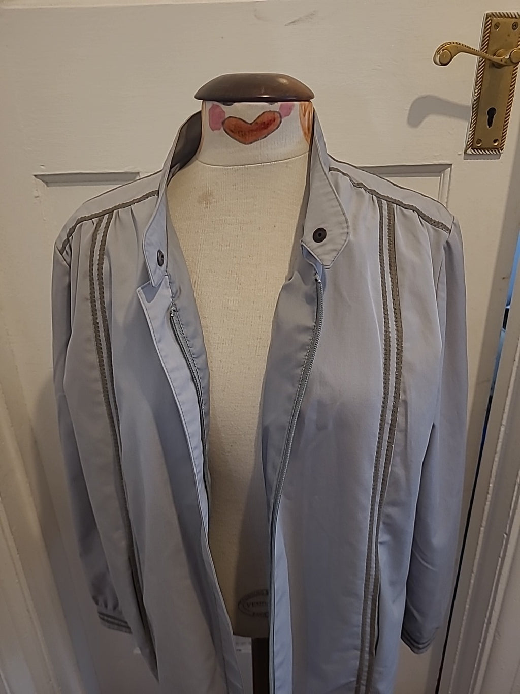 Ladies Dannimac Size Large Pale Blue/Grey Zip Through Jacket
