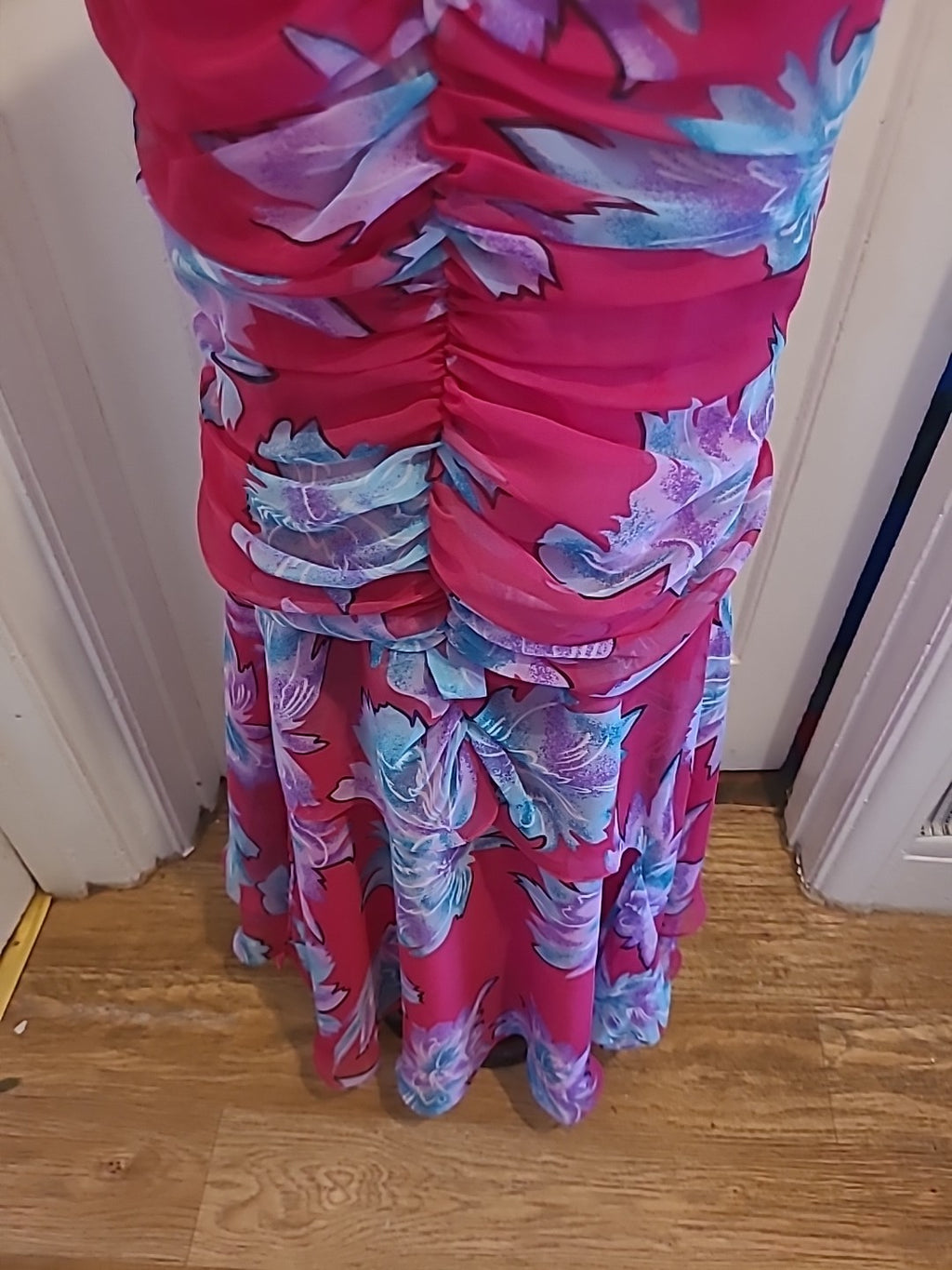 Ladies Image Size 10-12 Pink Floral Lined Sleeveless Dress