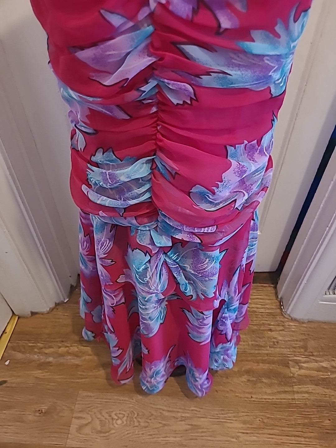 Ladies Image Size 10-12 Pink Floral Lined Sleeveless Dress