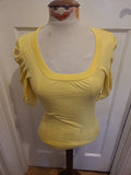 Ladies Warehouse Size 10 Yellow Scoop Neck Short Sleeved Blouse