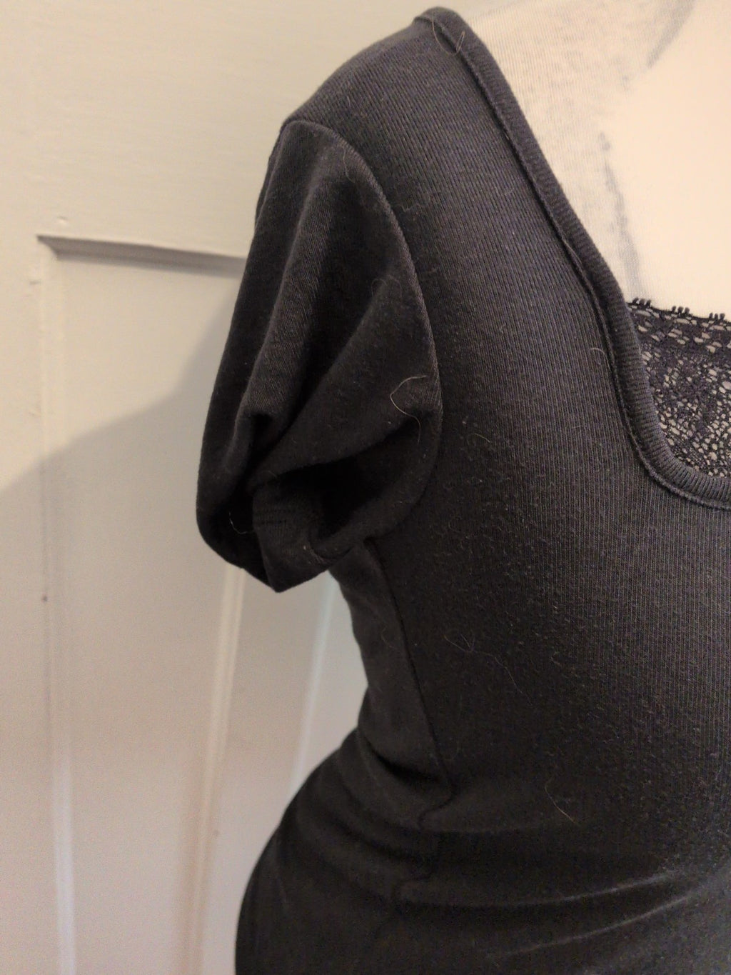 Damart Small Black Short Sleeve Thermal Blouse