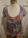 Ladies Next Size 12 Multicoloured Short Sleeved Blouse