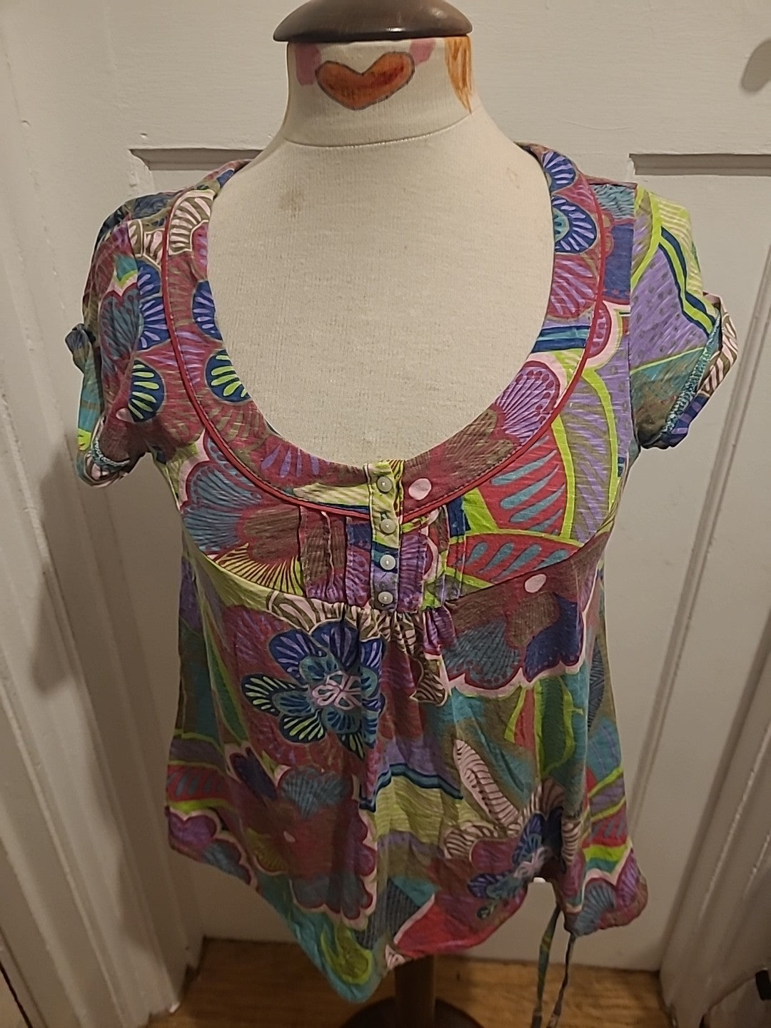 Ladies Next Size 12 Multicoloured Short Sleeved Blouse