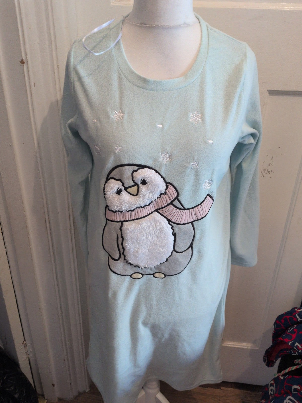 Ladies Bonmarche 12-14 Turquoise Penguin Long Sleeve Pyjama Noghtwear