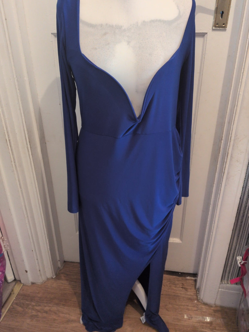 Ladies Prettylittlething Size 18 Wired Long Length Blue Dress