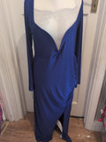 Ladies Prettylittlething Size 18 Wired Long Length Blue Dress