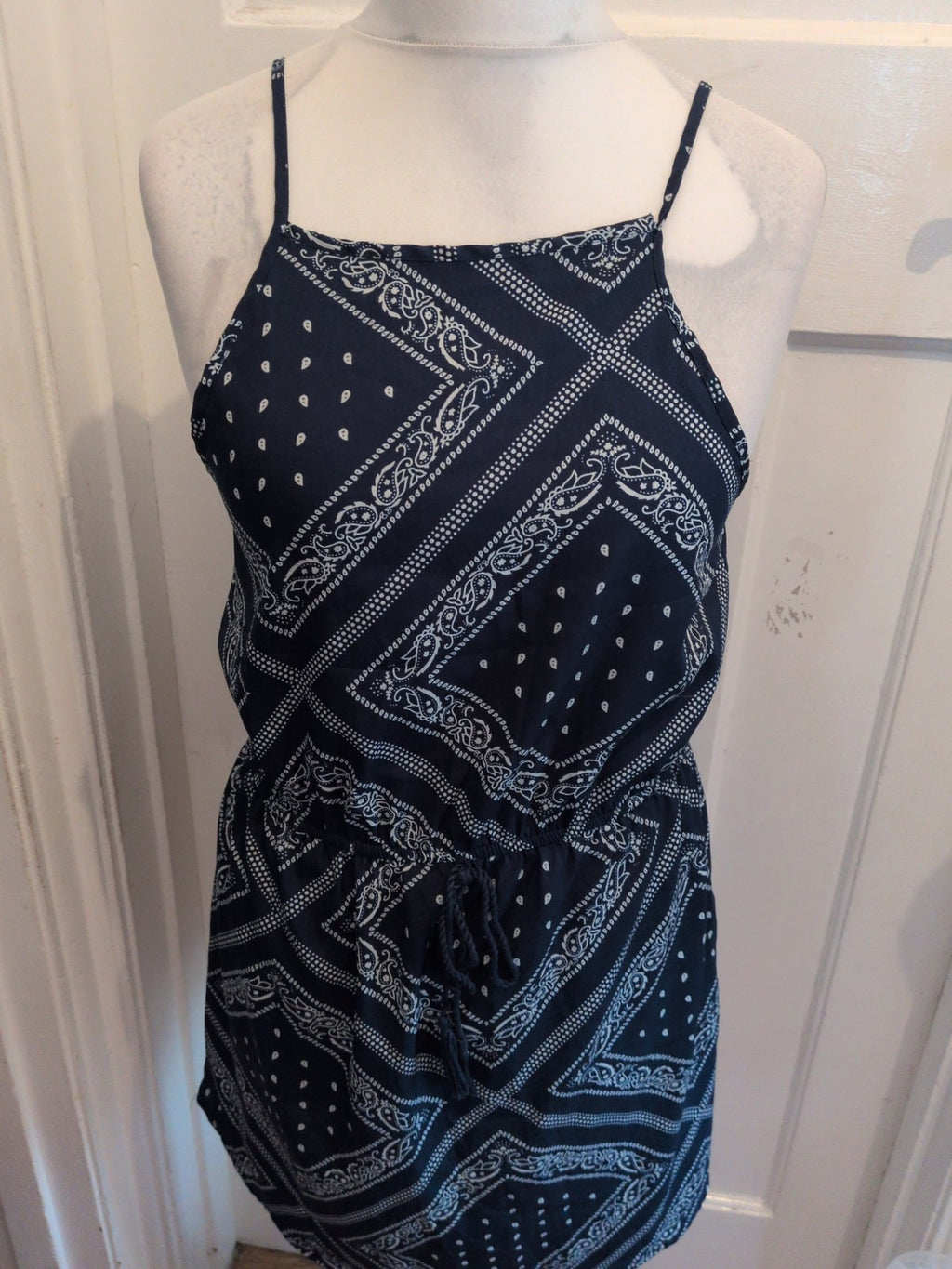Primark 14 Navy And White Aztec Sleeveless Dress/Top