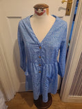 Ladies Size Medium Blue/White Long Sleeved Buttoned Dress