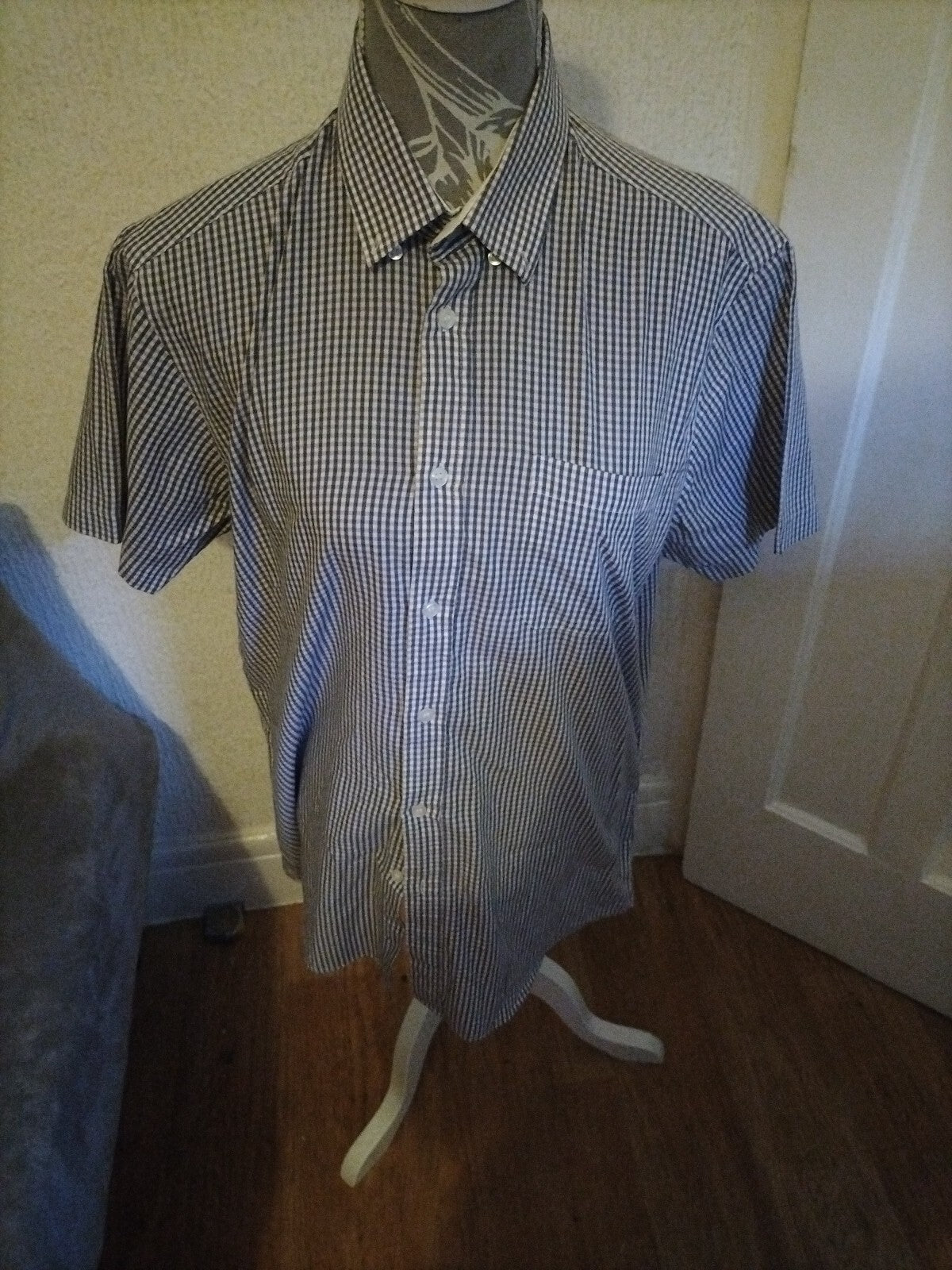 Mens Primark 16" Collar Check Short Sleeved Shirt