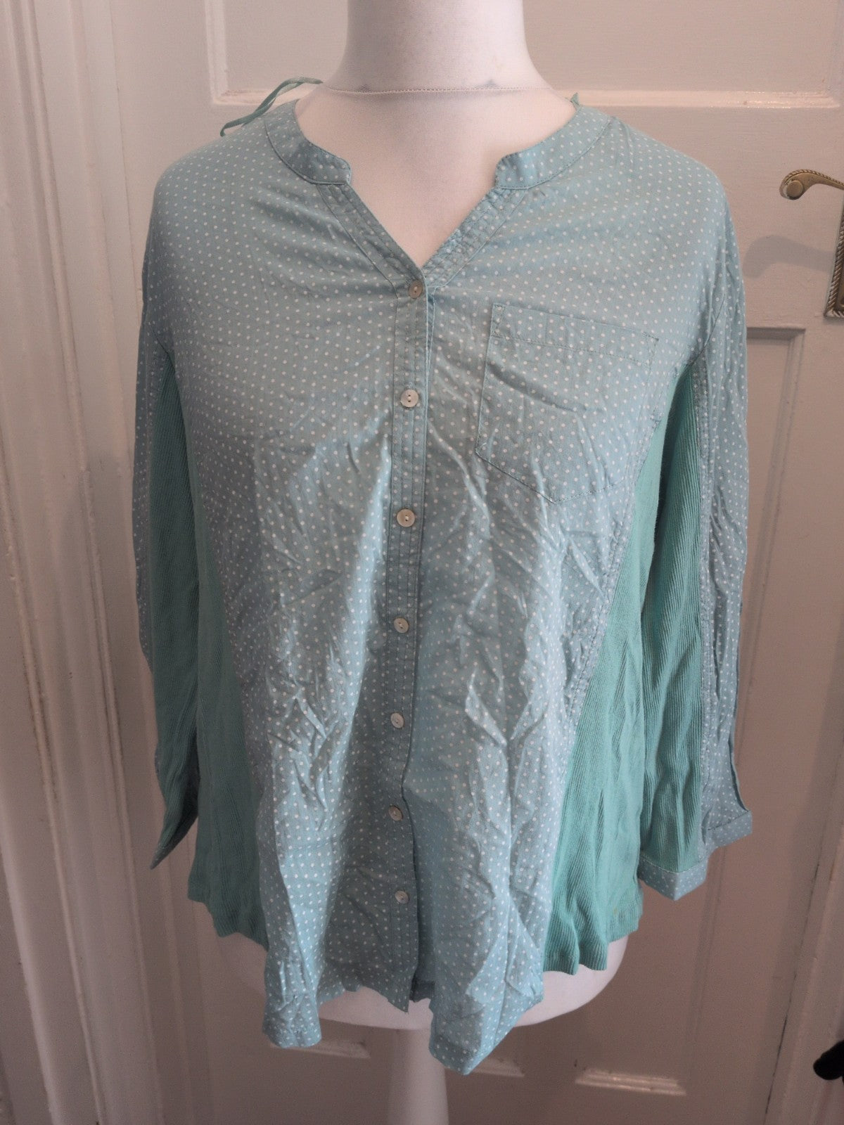 Anna Rose 20 Turquoise Spotty Long Sleeve Blouse