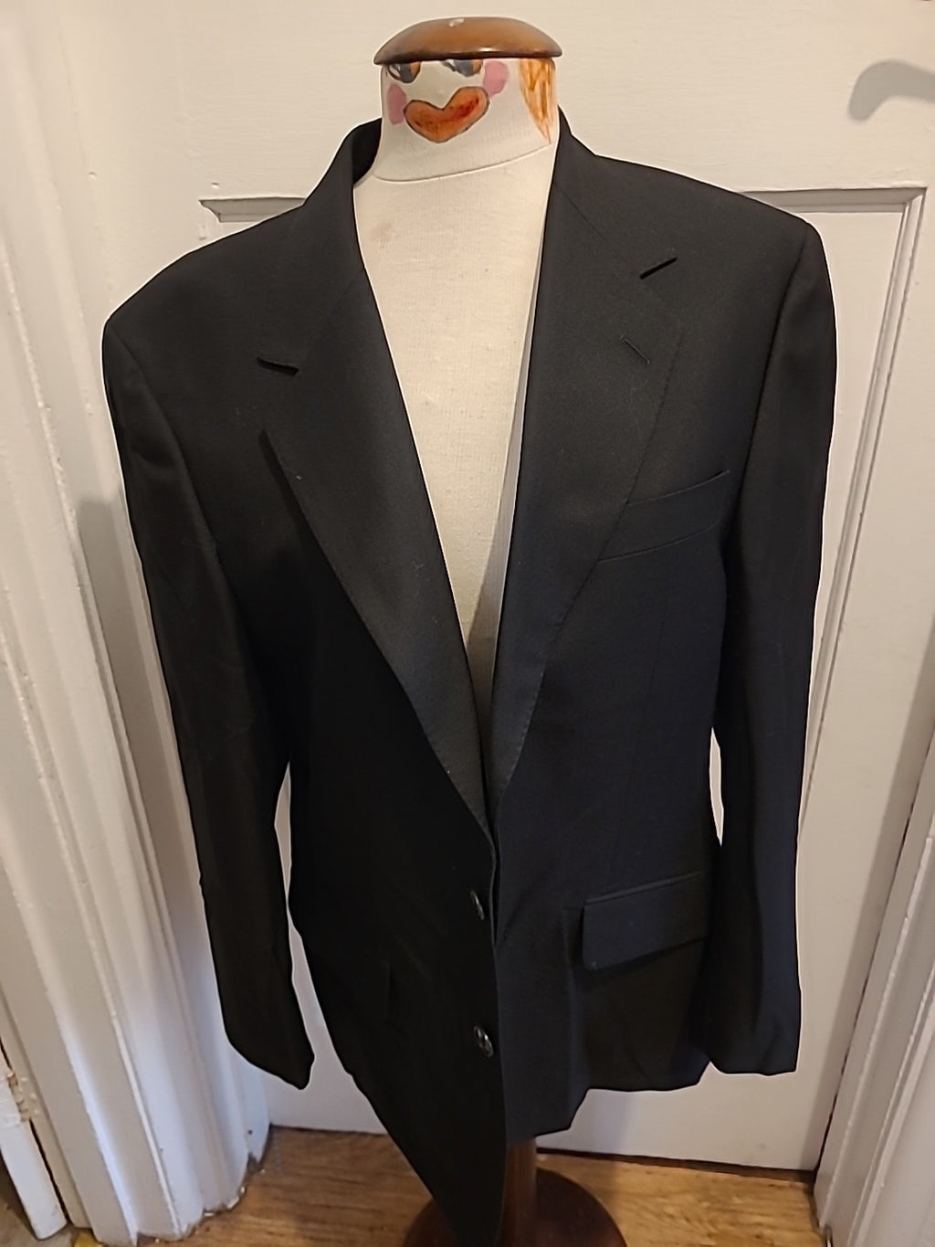 Mens Size 38S Black Wool Blend Jacket