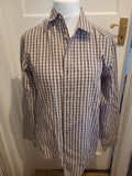 Mens Blue Harbour Size Medium Beige/Purple Check Long Sleeved Shirt