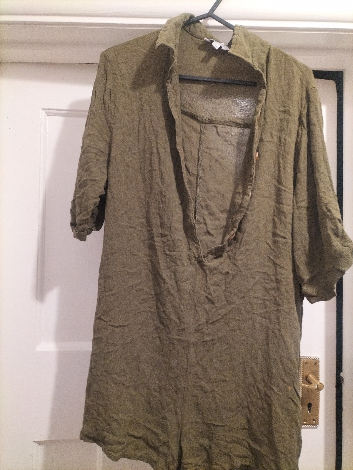 Ladies Esmee Size 8 Khaki Short Sleeved Collared Bodysuit