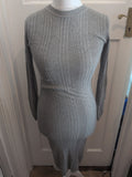 Primark 8 Grey Long Length Long Sleeve Pencil Dress