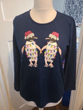 Ladies Tu Size 10 Navy Penguin Pyjama Top
