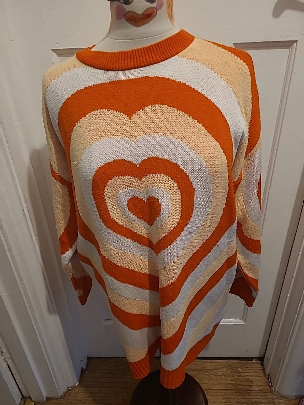 Ladies I Saw It First Size Small Orange White Oversized Pullover Jumper