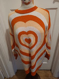 Ladies I Saw It First Size Small Orange White Oversized Pullover Jumper