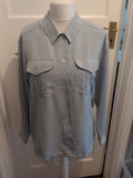 J.Taylor 10 Pale Turquoise Long Sleeved Collared Blouse
