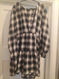 Ladies Primark Size 12 Black/Grey/White Buttoned Flare Dress