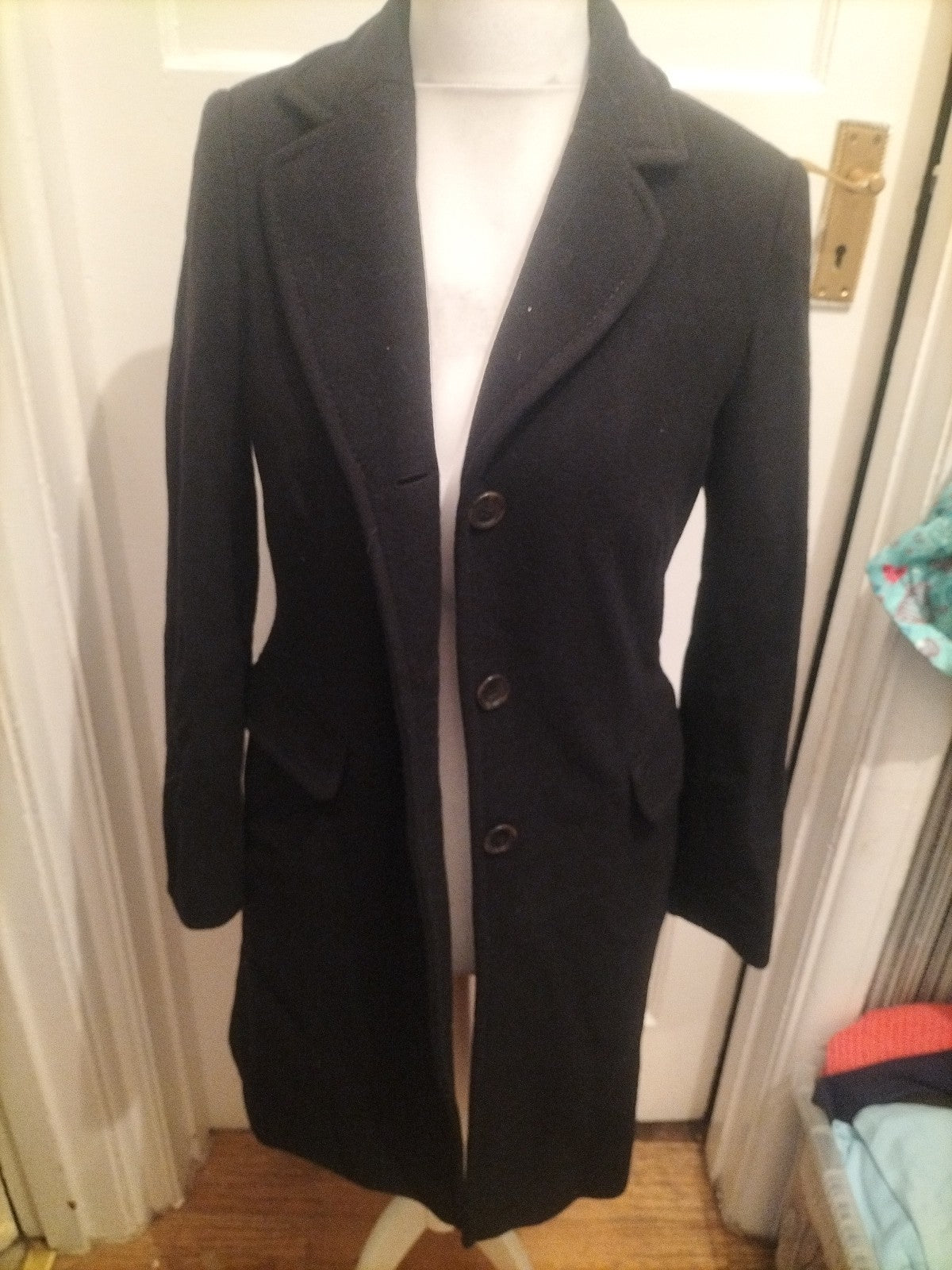 EU 36 Black Lined Overcoat