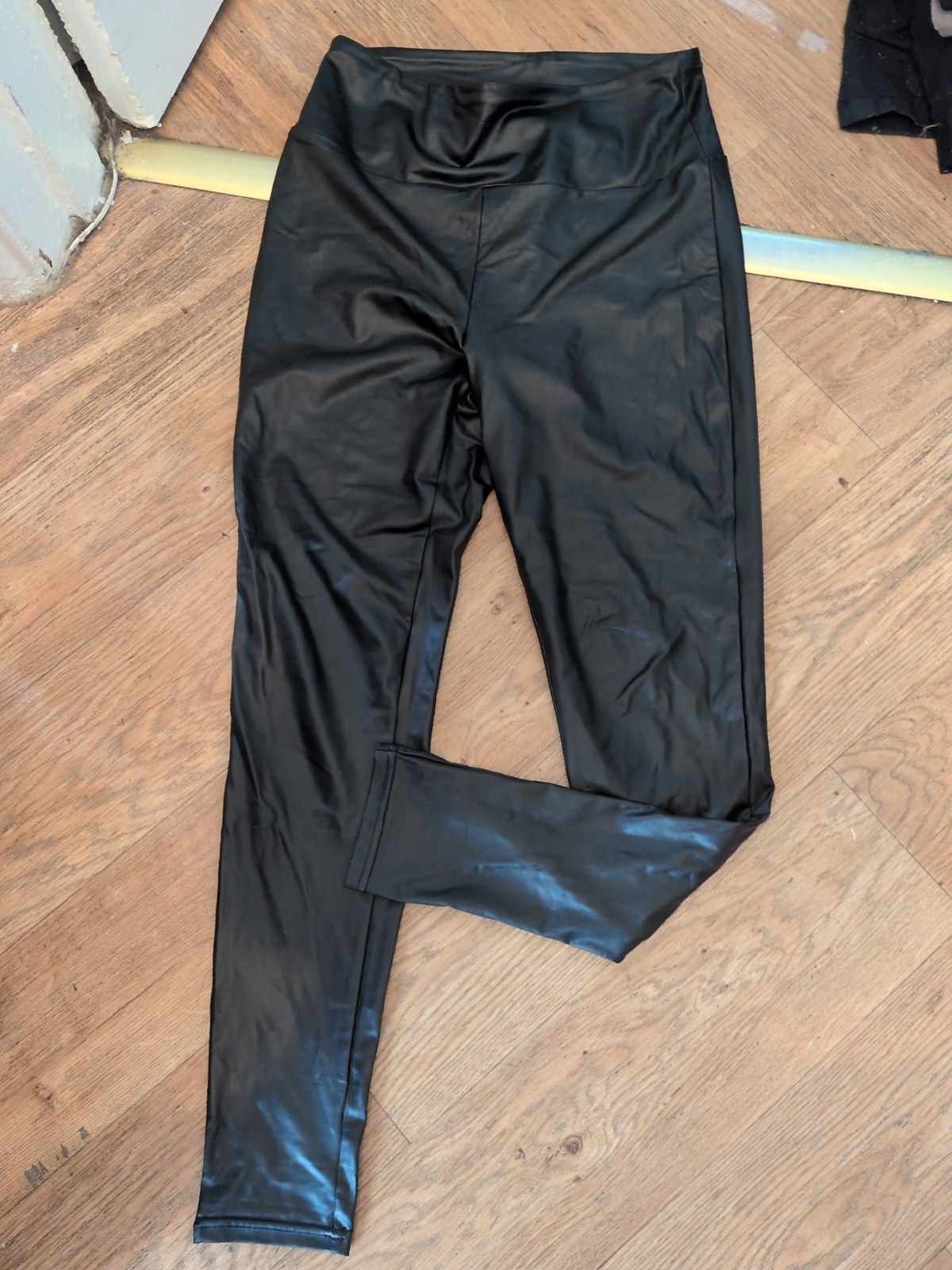 Primark Ladies Leather Look Leggings Size 10-12 Free Delivery