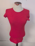 Ladies Primark Size 10 Red Longline Short Sleeve T-shirt
